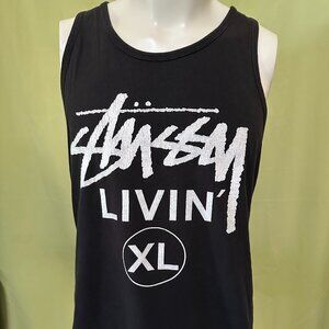Stussy Livin Have A Good Vibe Men's Black Tank Top Medium Cotton